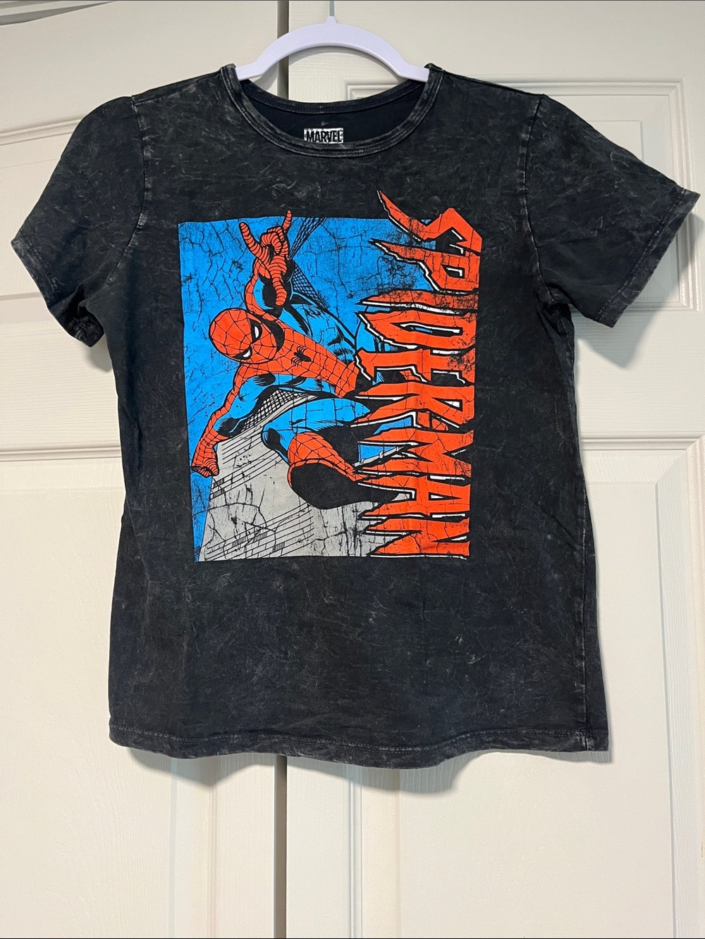 Marvel Black Spider-Man Graphic Tee with Blue and Red Print